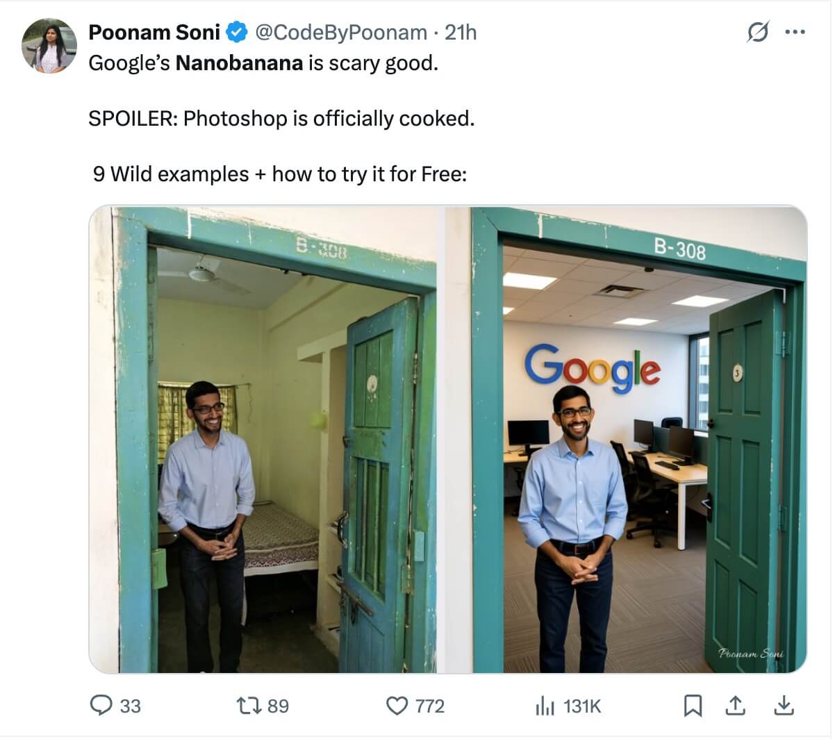Sundar Pichai 컨텍스트 인지 편집 비교