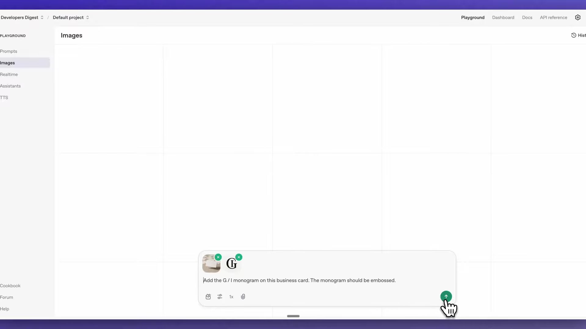 Playground settings for image size and quality